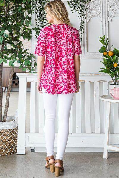 Heimish Full Size Short Sleeve Crisscross Animal Babydoll Top Plus Size - Selvanelle