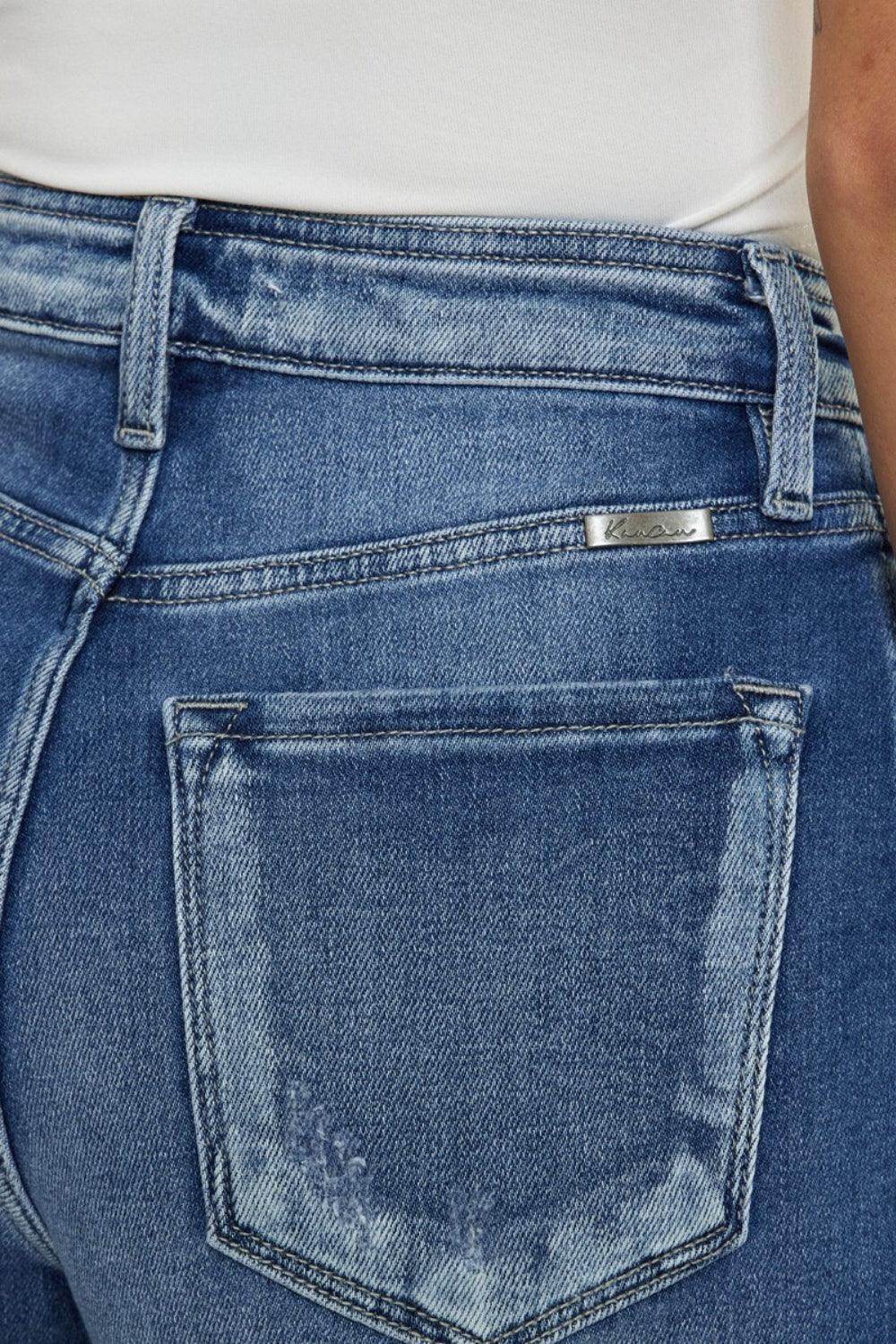 Kancan Button Fly High Rise Raw Hem Denim Shorts for Women - Selvanelle