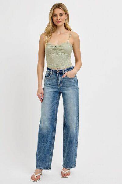 RISEN Full Size Distressed Wide Leg Jeans Plus Size Fashion - Selvanelle