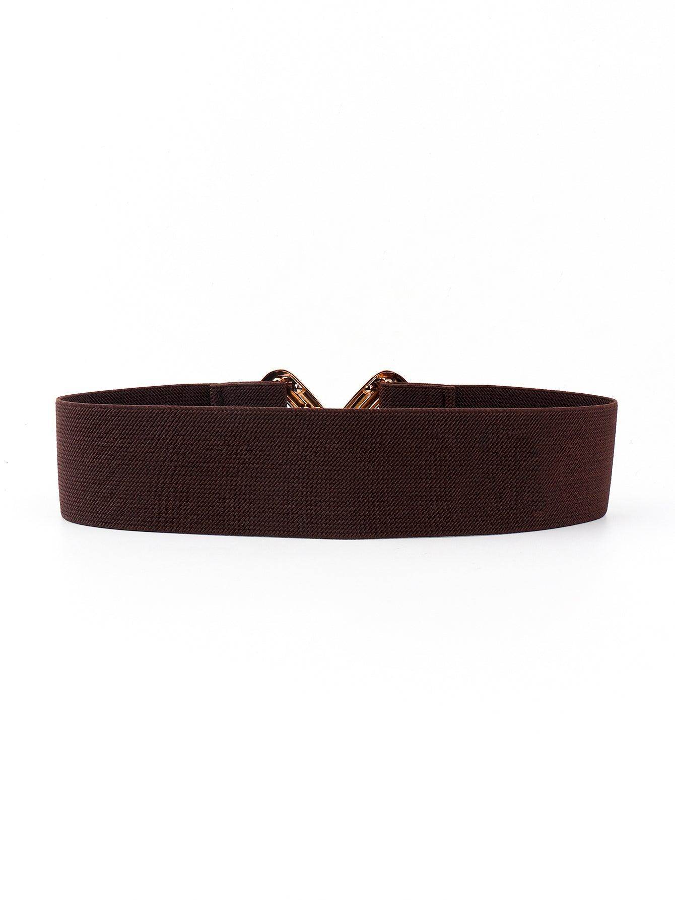 Geometric Buckle Elastic Wide Belt for Stylish Comfort - Selvanelle