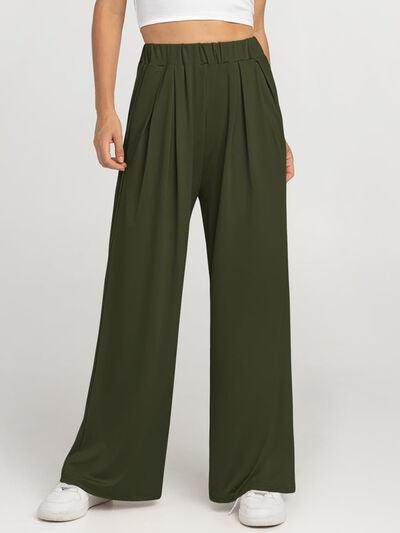 Elastic Waist Wide Leg Pants for Women in Various Sizes - Selvanelle