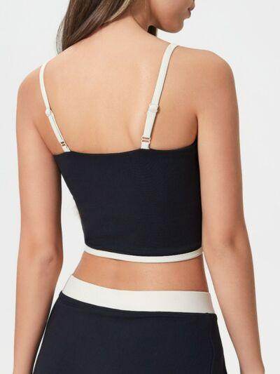 Millennia Contrast Trim Square Neck Active Cami with Pads - Selvanelle