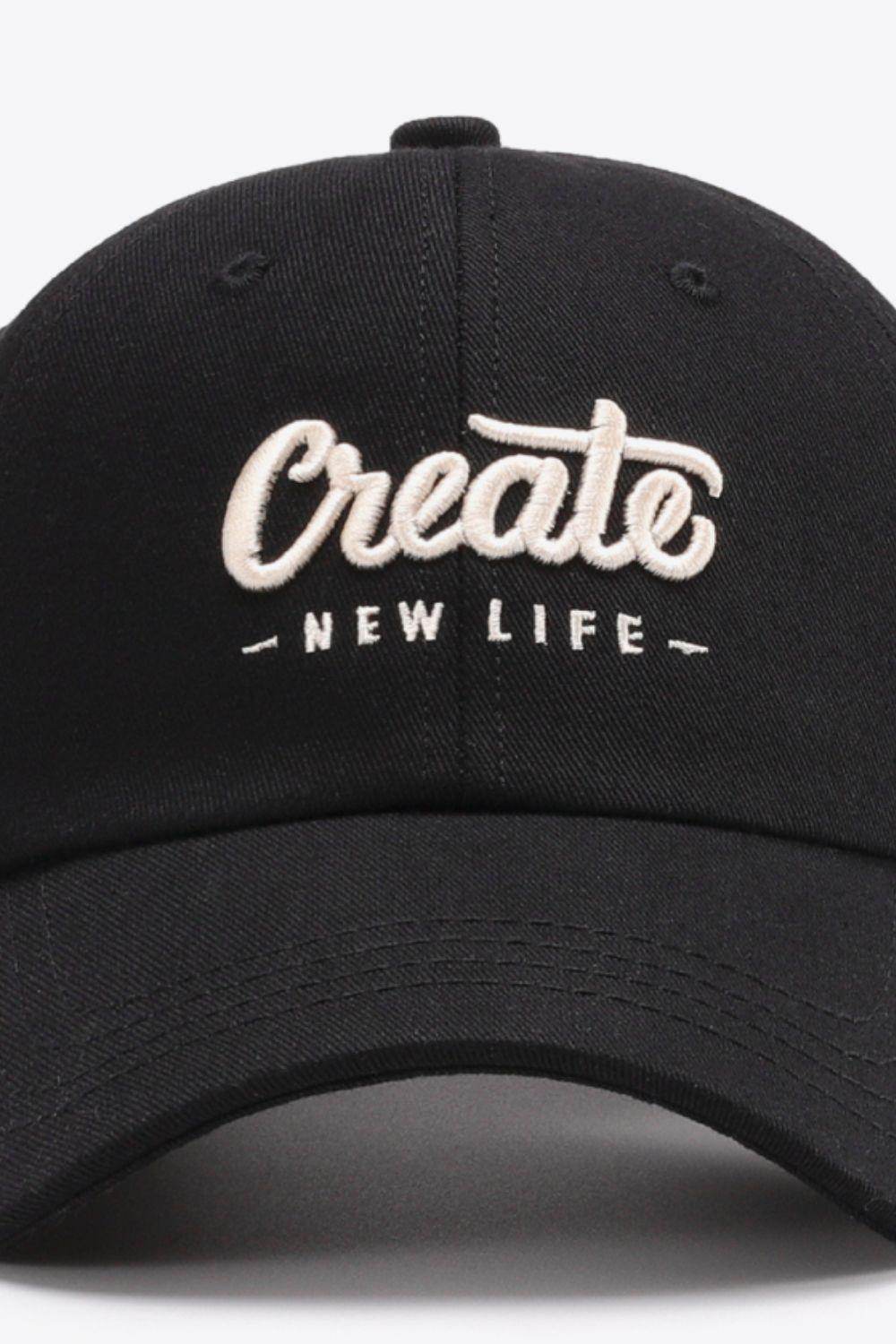 CREATE NEW LIFE Adjustable Cotton Baseball Cap for All Sizes - Selvanelle