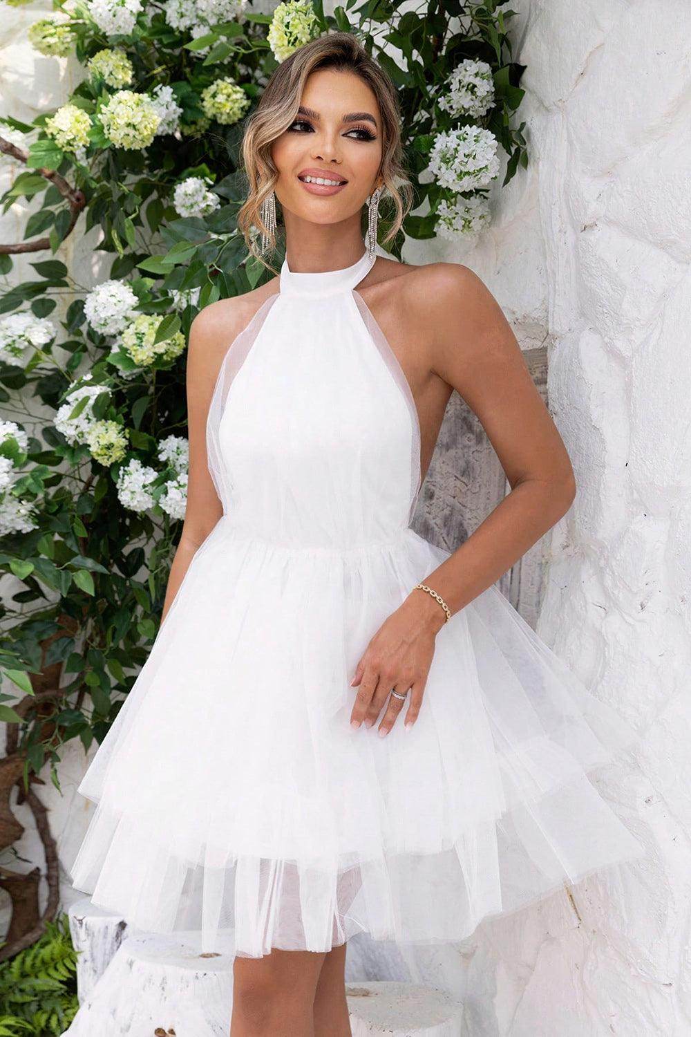 Halter Neck Backless Mesh Dress for Stylish Summer Wear - Selvanelle