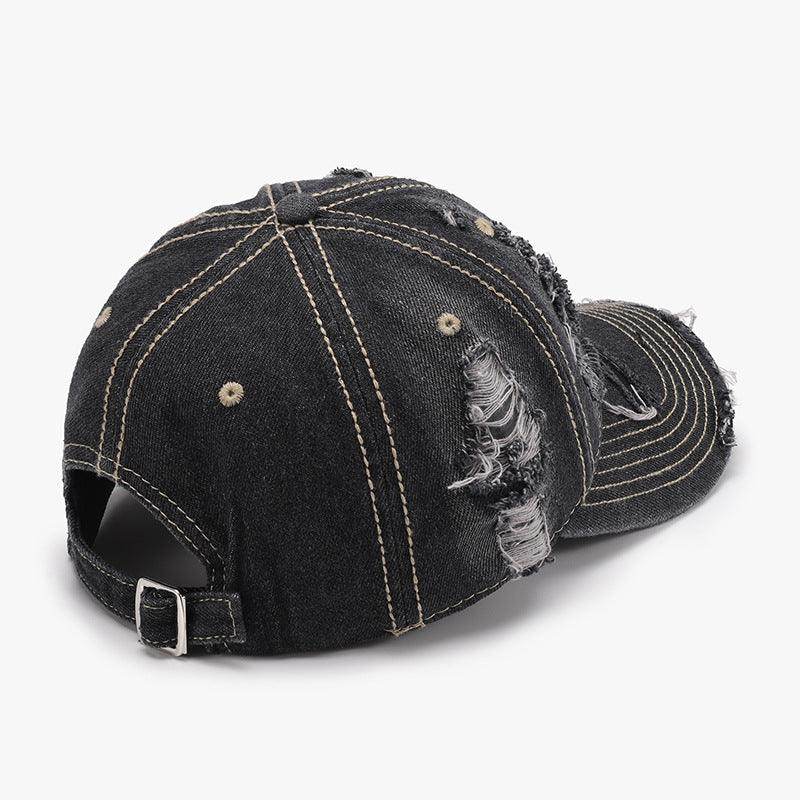 Distressed Adjustable Cotton Baseball Cap for Everyday Wear - Selvanelle