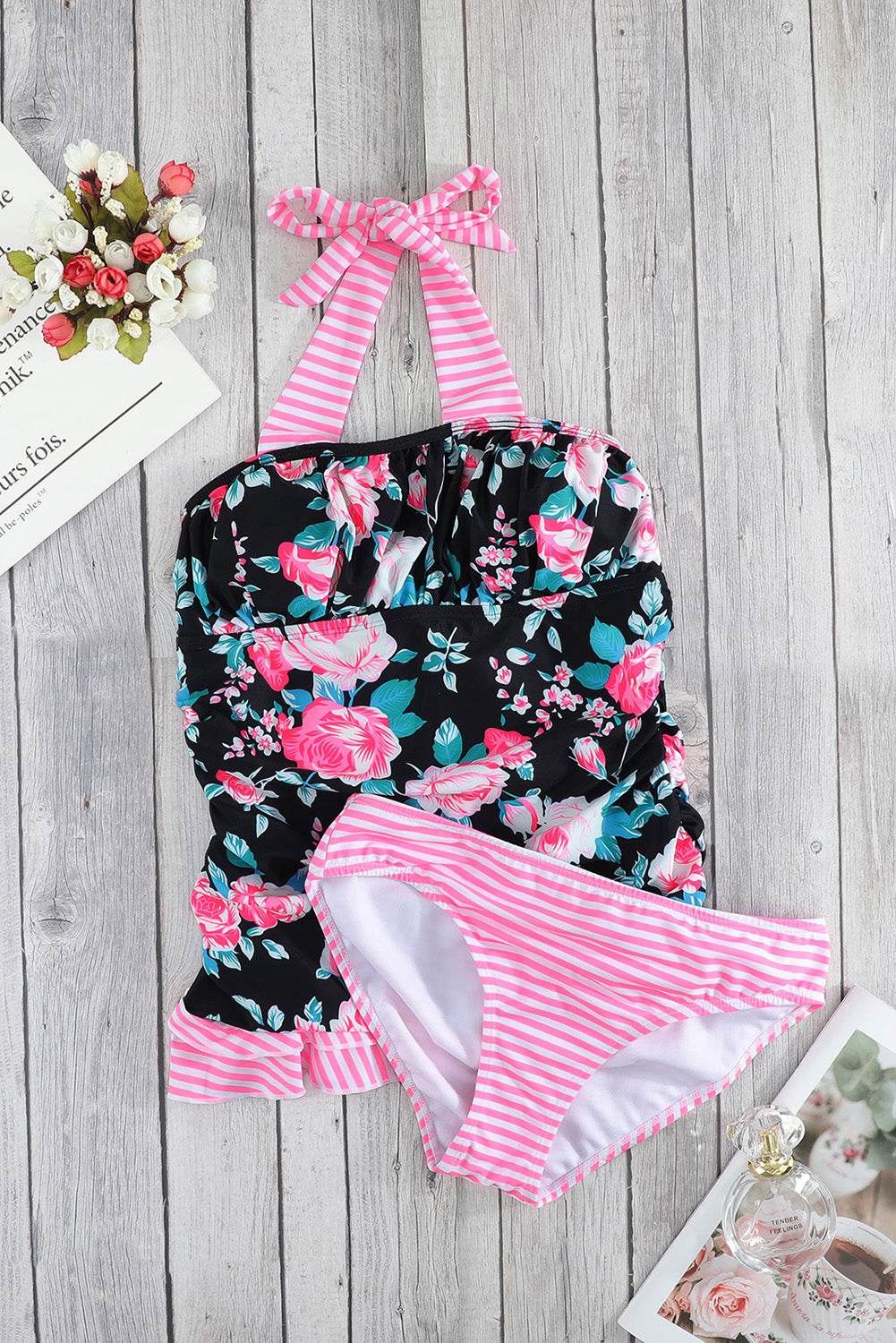 Mixed Print Tie-Back Two-Piece Swimsuit - Selvanelle