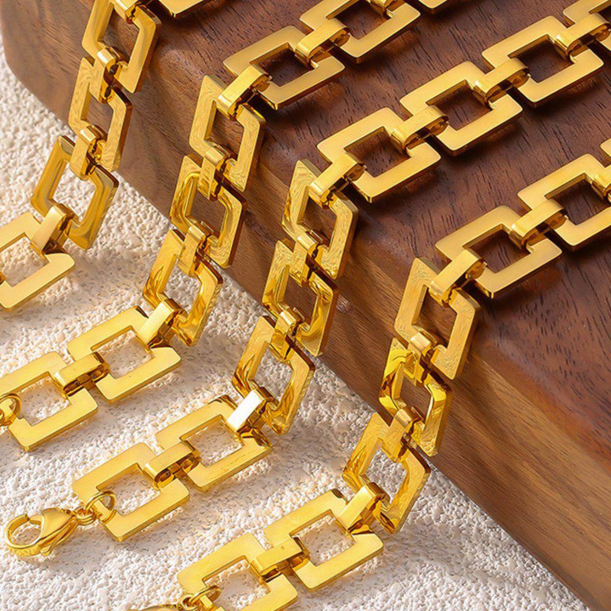 Titanium Steel Hollow Square Chain Bracelet for Men and Women - Selvanelle