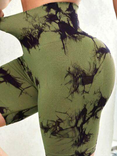 Tie-Dye High Waist Active Shorts for Women Workout Gear - Selvanelle