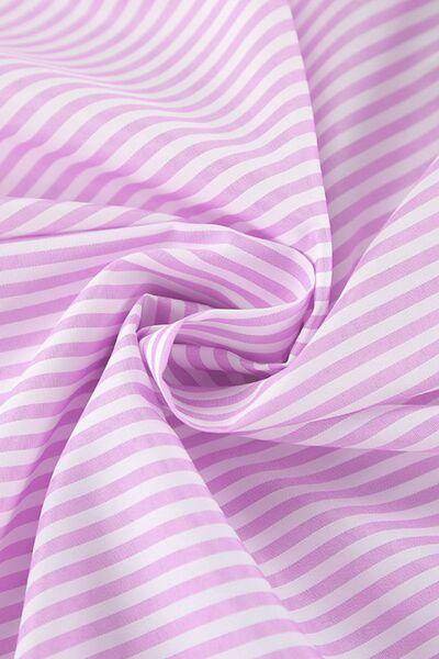 Striped Collared Neck Long Sleeve Shirt for Stylish Comfort - Selvanelle