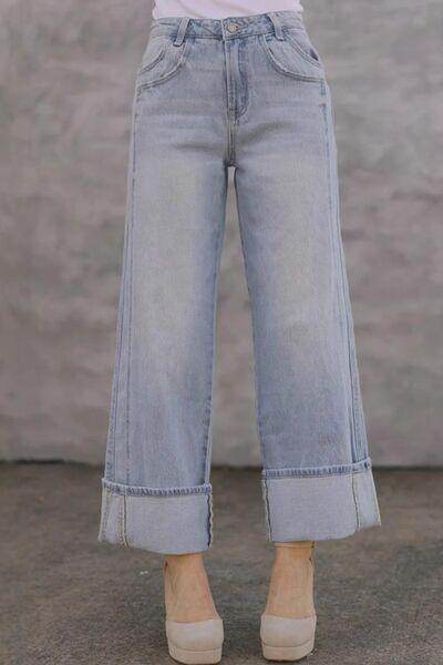 Stylish Straight Leg Jeans with Pockets for All Sizes - Selvanelle