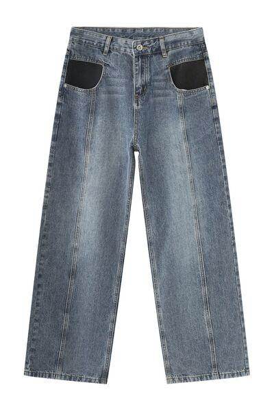 Mid Rise Waist Jeans with Pockets for Everyday Style - Selvanelle