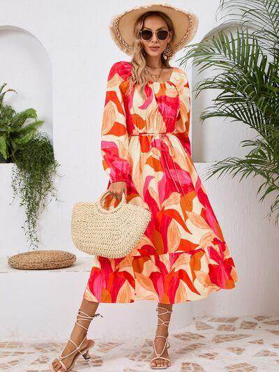 Stylish Printed Long Sleeve Midi Dress for All Occasions - Selvanelle