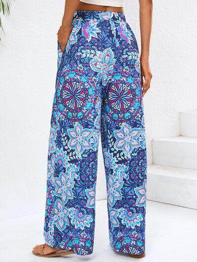 Geometric Wide Leg Pants with Pockets for Women - Selvanelle