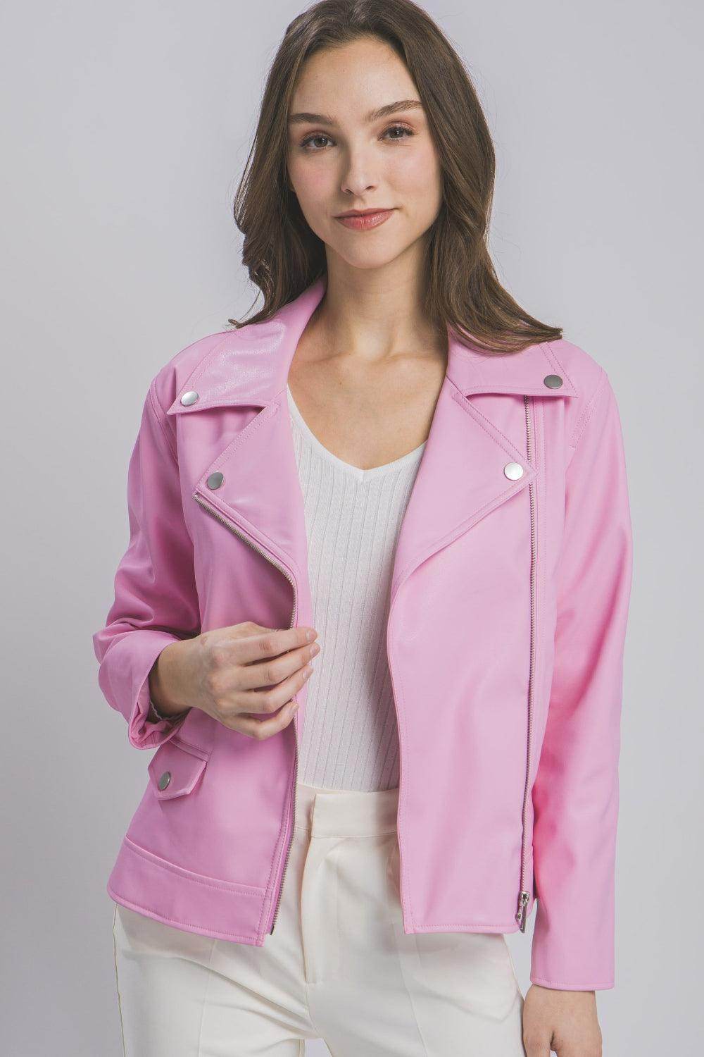 Love Tree Collared Neck Zip Up Jacket for Stylish Layering - Selvanelle