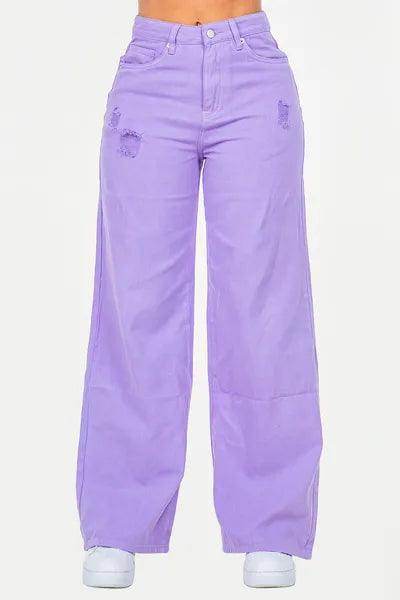 American Bazi High Waist Distressed Wide Leg Jeans Style - Selvanelle