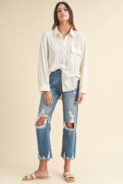 Annie Wear Distressed Raw Hem Cropped Jeans for Women - Selvanelle