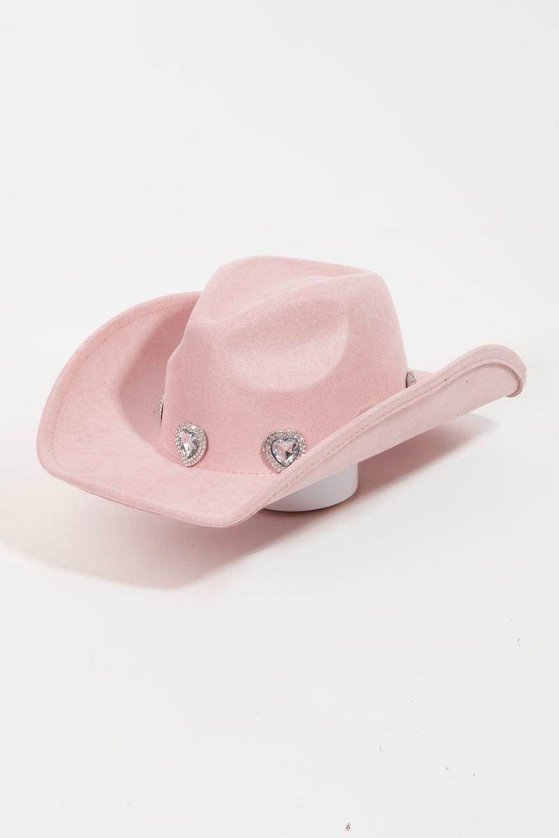 Fame Rhinestone Pave Heart Cowboy Hat for Stylish Women - Selvanelle