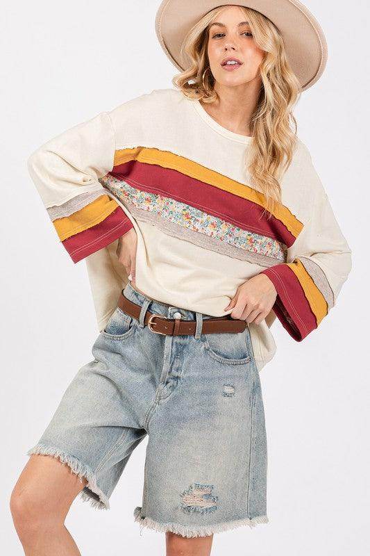 SAGE + FIG French Terry Color Block T-Shirt for Women - Selvanelle