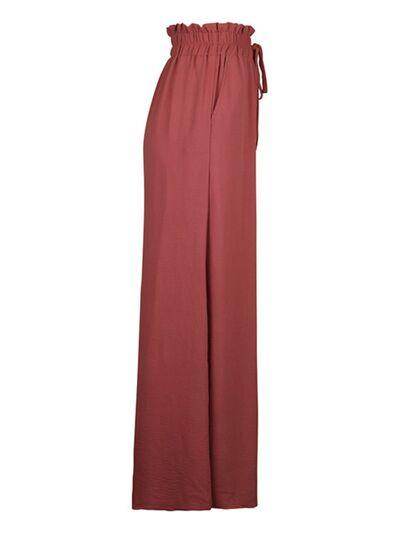 Perfee Frill Tied Wide Leg Pants for Effortless Style - Selvanelle