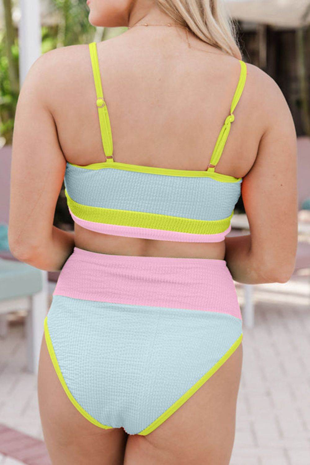 Color Block Scoop Neck Two-Piece Swim Set - Selvanelle