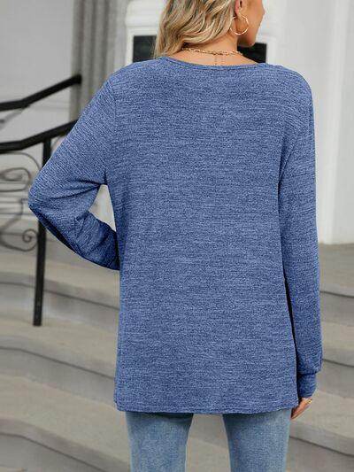 Cutout Round Neck Long Sleeve T-Shirt for Women Fashion - Selvanelle