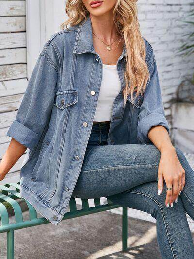 Button Up Long Sleeve Denim Jacket for Stylish Outfits - Selvanelle