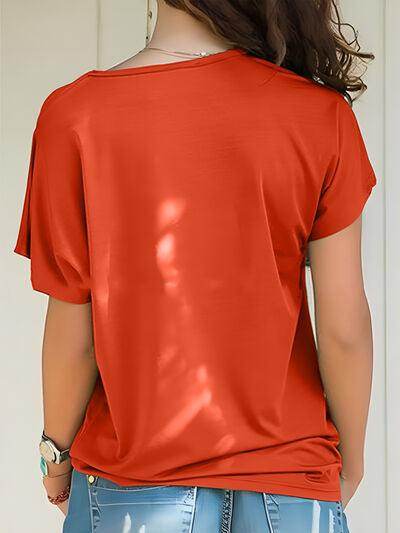 Asymmetrical Neck Short Sleeve T-Shirt for Women Fashion - Selvanelle