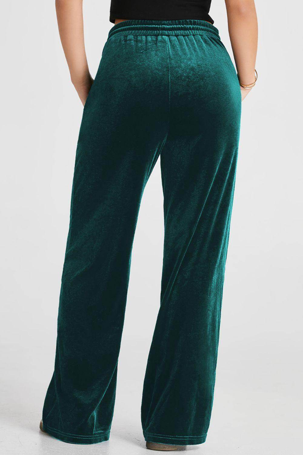 Drawstring Waist Wide Leg Active Pants for Women Comfort - Selvanelle