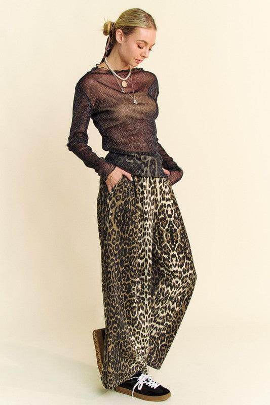 Davi & Dani Glitter Mesh Lettuce Hem Long Sleeve Top for Women - Selvanelle