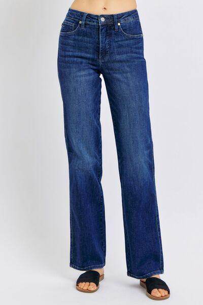 Judy Blue Full Size Tummy Control Straight Jeans Plus Size - Selvanelle