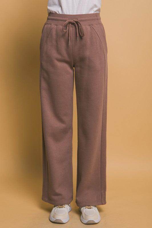 Love Tree Drawstring Wide Leg Sweatpants With Pockets - Selvanelle