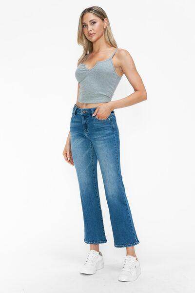 Bytos Full Size Cat's Whiskers Mid Rise Ankle Jeans For Women - Selvanelle