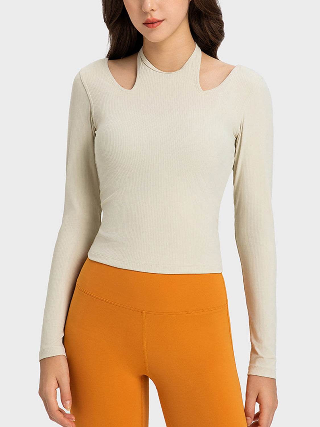 Millennia Halter Neck Long Sleeve Sporty Top - Selvanelle