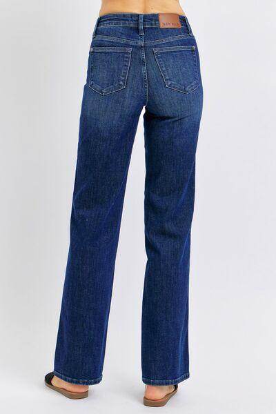 Judy Blue Full Size Tummy Control Straight Jeans Plus Size - Selvanelle