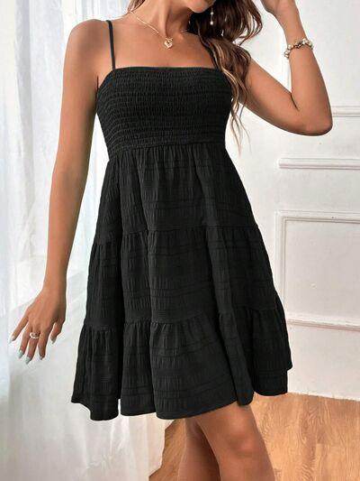 Tiered Smocked Square Neck Cami Dress for Casual Style - Selvanelle