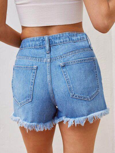 Distressed Raw Hem Denim Shorts for Women Casual Style - Selvanelle