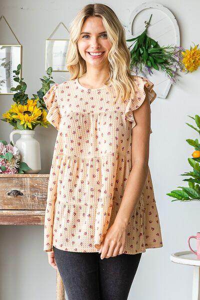 Heimish Full Size Butterfly Short Sleeve Floral Top Plus Size - Selvanelle