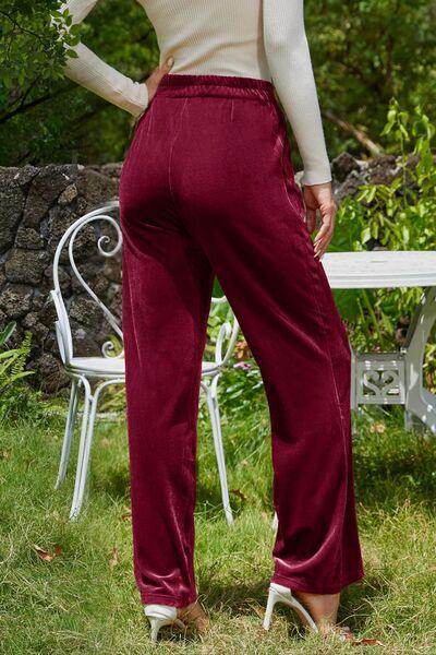 Velvet Wide Leg Pants with Pockets for Stylish Comfort - Selvanelle