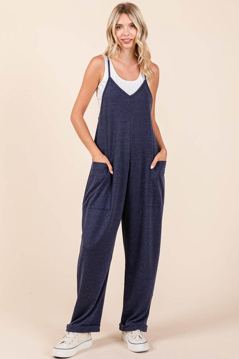 Mittoshop Patch Pocket Wide Leg Sleeveless Jumpsuit for Women - Selvanelle