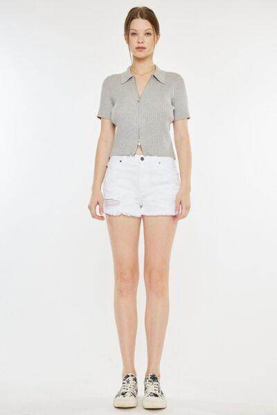 Kancan Raw Hem Distressed Denim Shorts for Casual Style - Selvanelle
