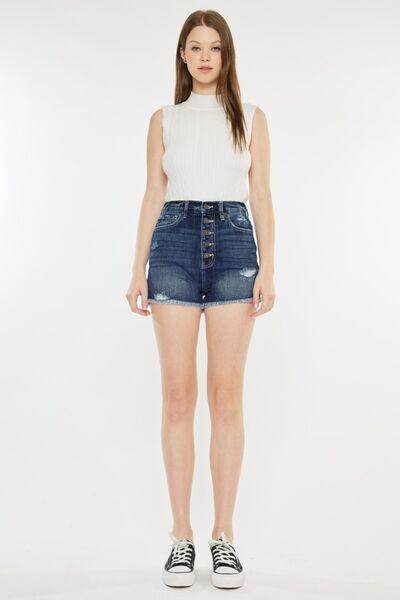 Kancan Raw Hem Button Fly Denim Shorts for Trendy Summer Style - Selvanelle