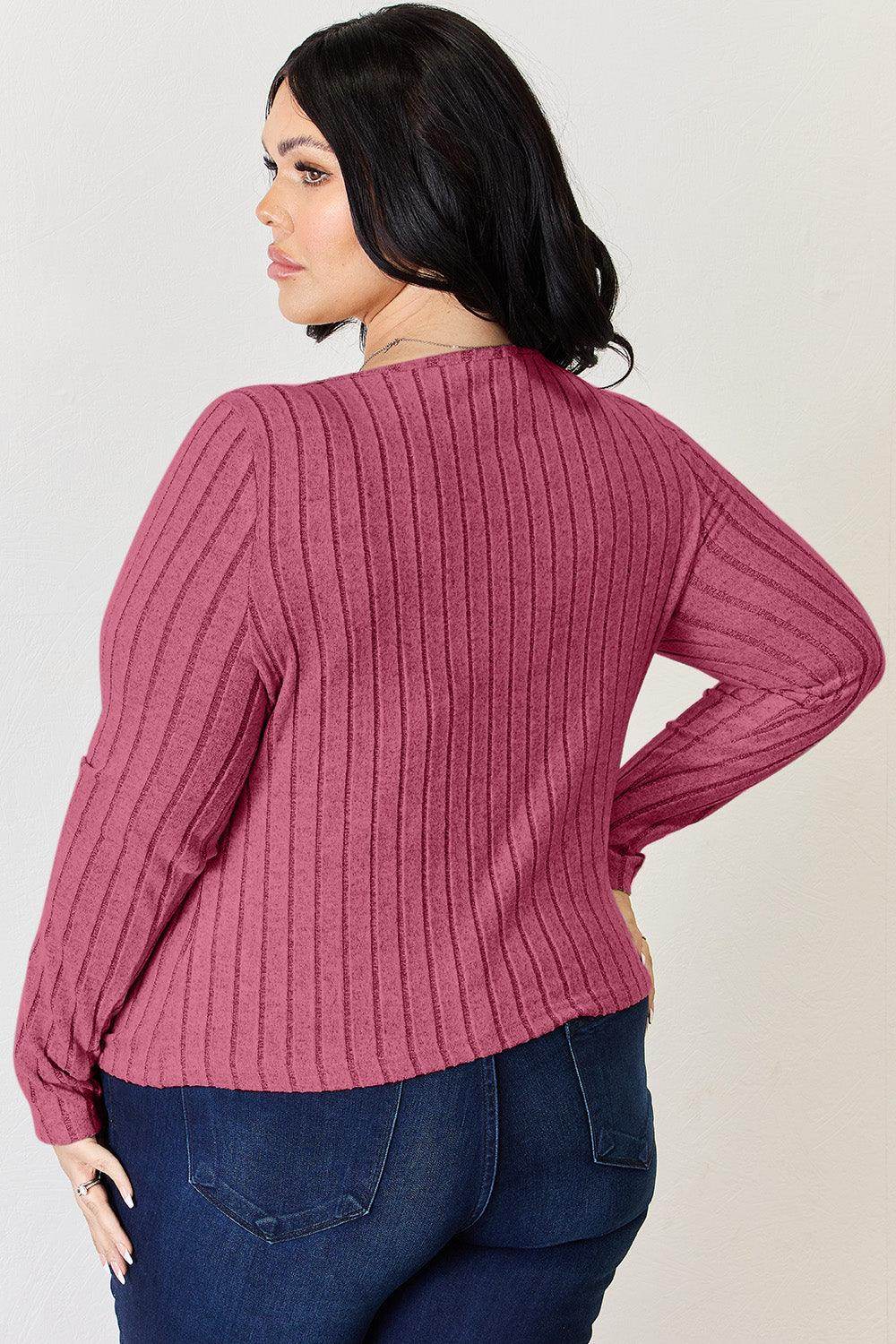 Basic Bae Full Size Ribbed Long Sleeve T-Shirt for Women - Selvanelle