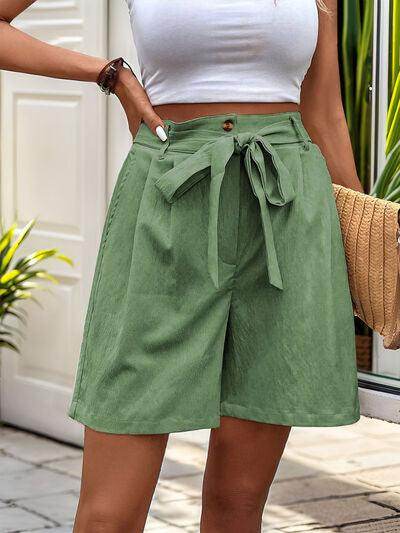 Perfee Tied High Waist Shorts with Pockets for Women - Selvanelle