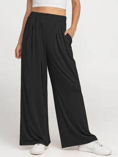 Elastic Waist Wide Leg Pants for Women in Various Sizes - Selvanelle