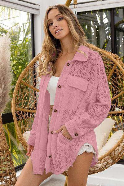 BiBi Oversized Lace Shacket with Front Pockets for Women - Selvanelle