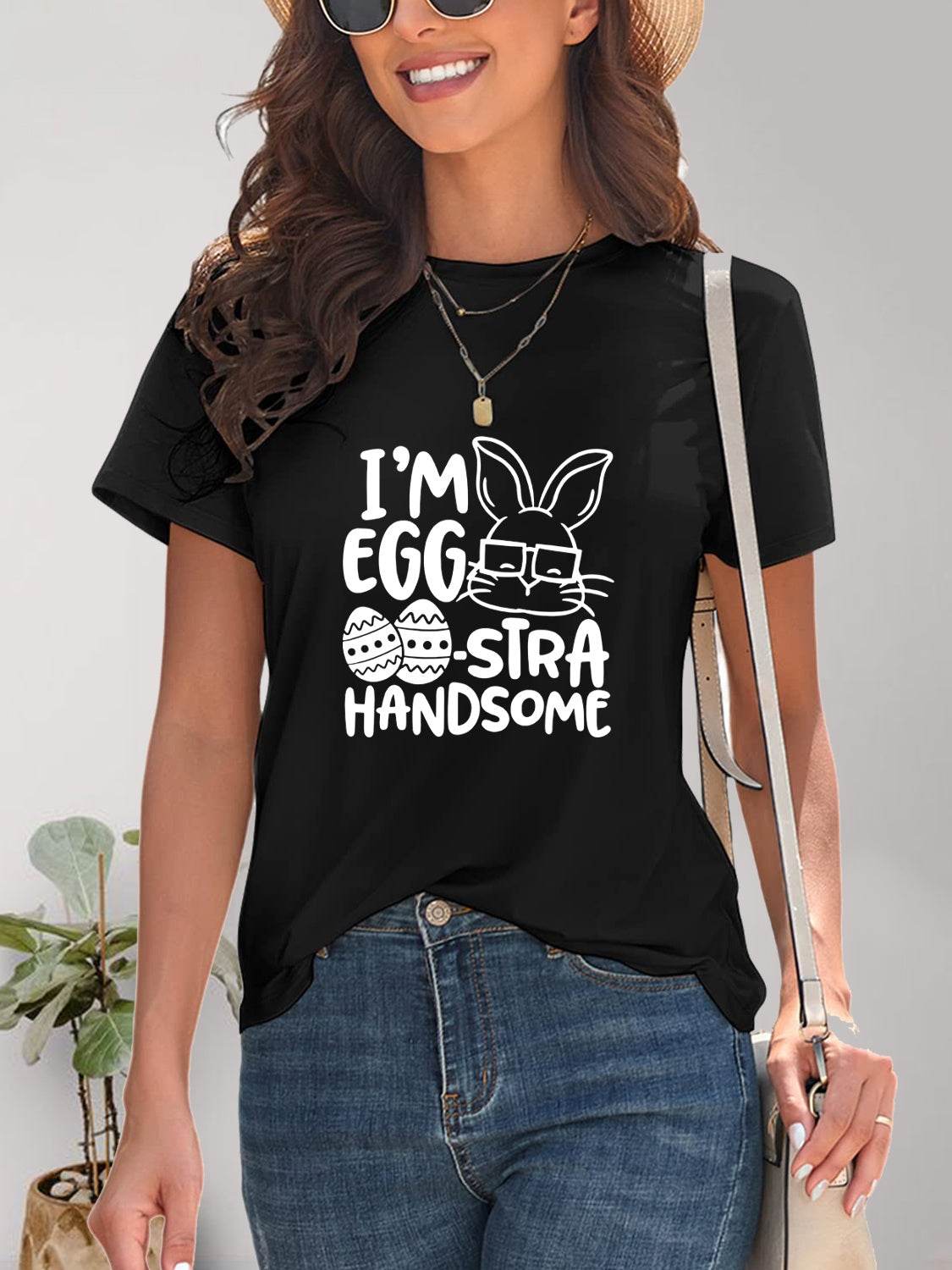 Graphic Round Neck Short Sleeve T-Shirt - Selvanelle