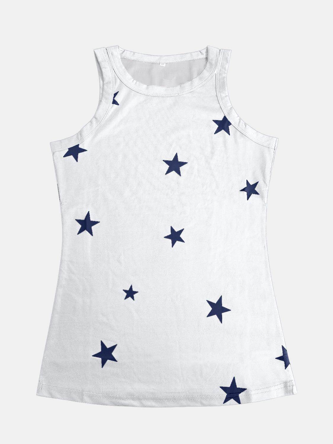 Full Size Star Round Neck Tank for Women in Multiple Sizes - Selvanelle