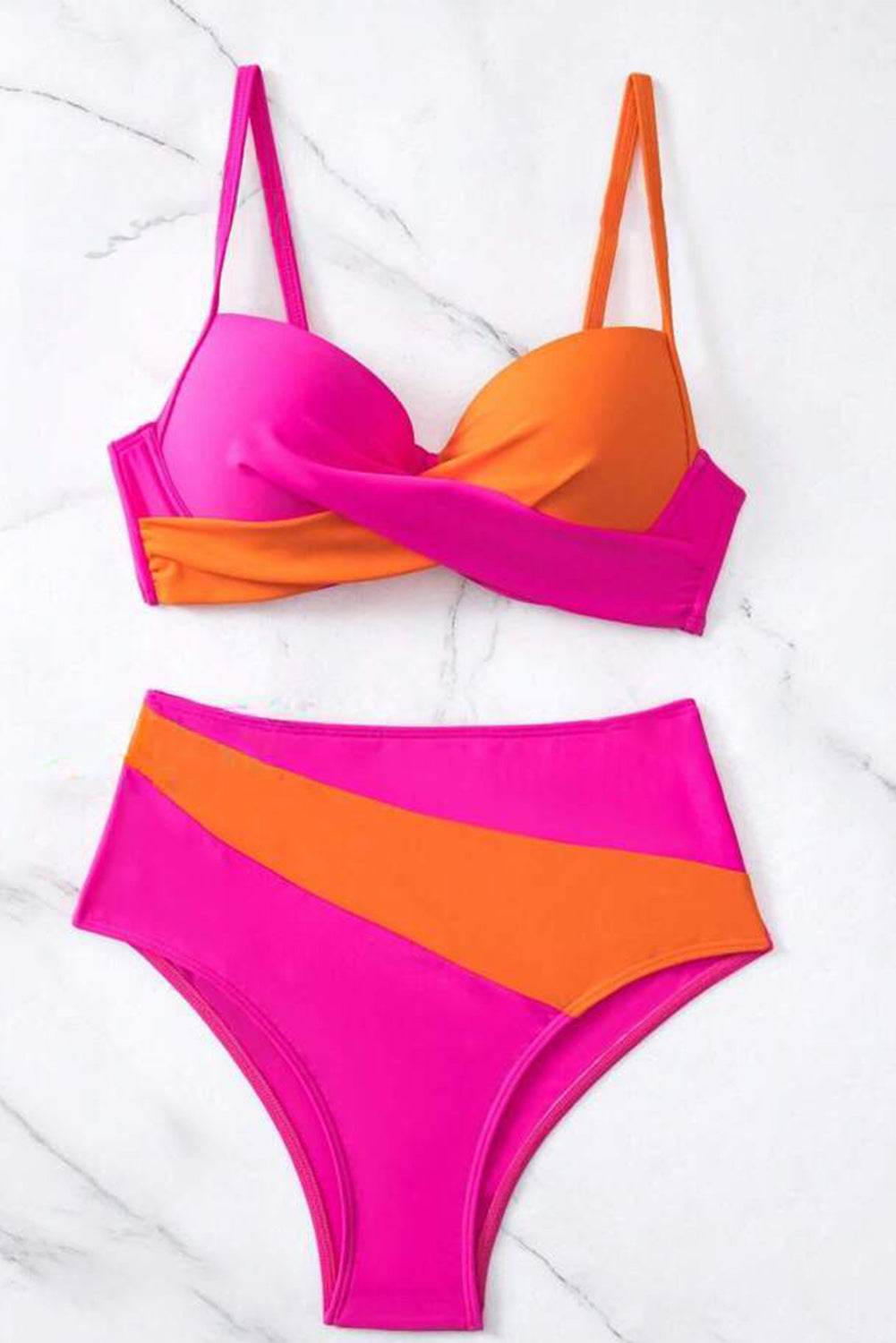 Contrast Sweetheart Neck Bikini Set - Selvanelle