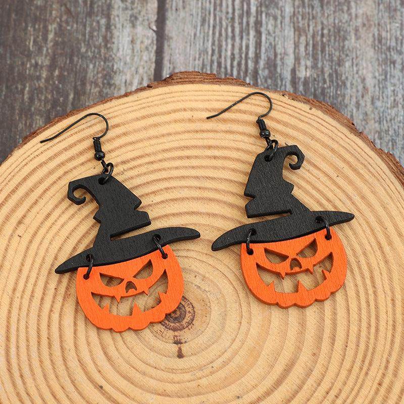 Wooden Pumpkin Shape Earrings for Fall Fashion Accessories - Selvanelle