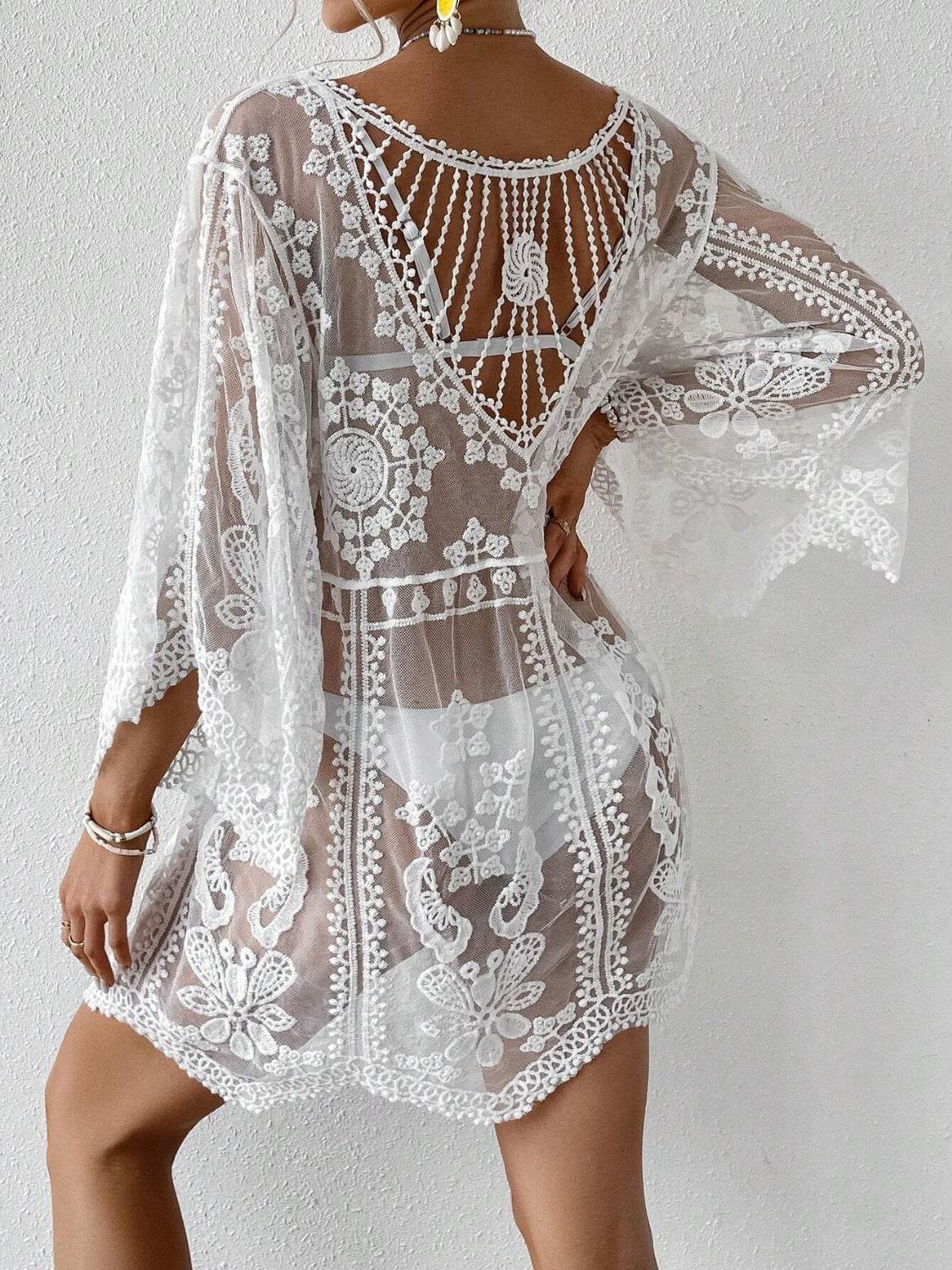 Lace Round Neck Cover-Up - Selvanelle